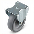 White Smoke Zinc Plated Fixed Castors with Grey Thermoplastic Rubber Wheel - 60mm-125mm, 40kg-100kg Load