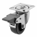 Fixed Castor Wheel Grey Rubber on Black Polypropylene Wheel