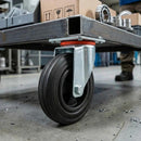 Dim Gray 150mm Pressed Steel Swivel Castor with Black Rubber on Polypropylene Wheel - 130kg Load Capacity