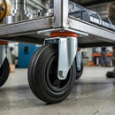 Dim Gray Pressed Steel Swivel Castors with Black Rubber on Polypropylene Wheel - 80mm to 150mm