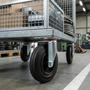 Dark Slate Gray Pressed Steel Swivel Castors with Black Rubber on Polypropylene Wheel - 80mm to 150mm