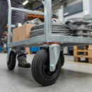 Dark Gray Pressed Steel Swivel Castors with Black Rubber on Polypropylene Wheel - 80mm to 150mm