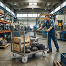 Pressed Steel Braked Swivel Castors with Grey Rubber on Pressed Steel Wheel