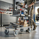 Dim Gray Pressed Steel Braked Swivel Castors with Grey Rubber on Pressed Steel Wheel - 80mm to 200mm
