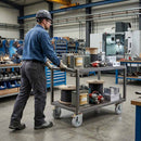 Pressed Steel Braked Swivel Castors with Grey Rubber on Pressed Steel Wheel