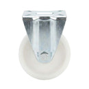 Pressed Steel Fixed Castors Wheel with White Nylon - 80mm-200mm, 120kg-230kg Load Capacity