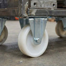 Pressed Steel Fixed Castors Wheel with White Nylon - 80mm-200mm, 120kg-230kg Load Capacity