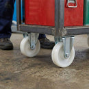Pressed Steel Fixed Castors Wheel with White Nylon - 80mm-200mm, 120kg-230kg Load Capacity