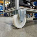 Pressed Steel Fixed Castors Wheel with White Nylon - 80mm-200mm, 120kg-230kg Load Capacity