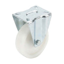 Pressed Steel Fixed Castors Wheel with White Nylon - 80mm-200mm, 120kg-230kg Load Capacity