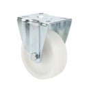 Pressed Steel Fixed Castors Wheel with White Nylon - 80mm-200mm, 120kg-230kg Load Capacity