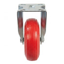 Pressed Steel Fixed Castors with Red Thermoplastic Wheel