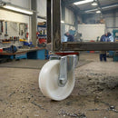 Pressed Steel Swivel Castors Wheel with White Nylon & 4-Hole Top Plate - Robust Load Capacity