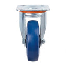 Pressed Steel Swivel Castors With Blue Rubber on Black Polypropylene Wheel - 100mm & 125mm
