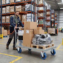 Pressed Steel Swivel Castors With Blue Rubber on Black Polypropylene Wheel - 100mm & 125mm
