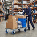 Pressed Steel Swivel Castors With Blue Rubber on Black Polypropylene Wheel - 100mm & 125mm