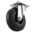 Pressed Steel Swivel Castors with Black Polypropylene Wheel