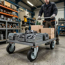 Pressed Steel Swivel Castors with Black Rubber on Pressed Steel Wheel - 80mm to 200mm