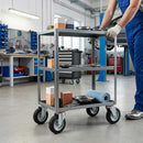 Pressed Steel Swivel Castors with Black Rubber on Pressed Steel Wheel - 80mm to 200mm