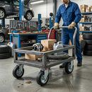 Pressed Steel Swivel Castors with Black Rubber on Pressed Steel Wheel - 80mm to 200mm
