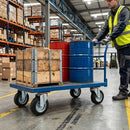 Pressed Steel Swivel Castors with Black Rubber on Pressed Steel Wheel - 80mm to 200mm