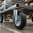 Pressed Steel Swivel Castors with Black Rubber on Pressed Steel Wheel - 80mm to 200mm