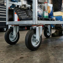 Pressed Steel Swivel Castors with Black Rubber on Pressed Steel Wheel - 80mm to 200mm