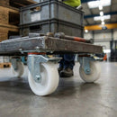 Pressed Steel Swivel Castors with Brake & White Nylon Wheels - 80mm-200mm, 120kg-230kg Load