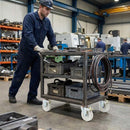 Pressed Steel Swivel Castors with Brake & White Nylon Wheels - 80mm-200mm, 120kg-230kg Load