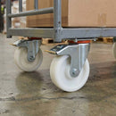 Pressed Steel Swivel Castors with Brake & White Nylon Wheels - 80mm-200mm, 120kg-230kg Load