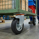 Pressed Steel Swivel Castors with Brake and Black Rubber on Pressed Steel Wheel