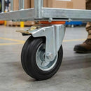 Pressed Steel Swivel Castors with Brake and Black Rubber on Pressed Steel Wheel