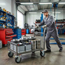 Pressed Steel Swivel Castors with Brake and Black Rubber on Pressed Steel Wheel