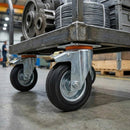 Pressed Steel Swivel Castors with Brake and Black Rubber on Pressed Steel Wheel