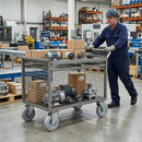 Pressed Steel Swivel Castors with Grey Rubber on Pressed Steel Wheel - 80mm to 200mm