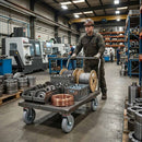 Pressed Steel Swivel Castors with Grey Rubber on Pressed Steel Wheel - 80mm to 200mm