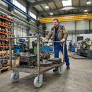 Pressed Steel Swivel Castors with Grey Rubber on Pressed Steel Wheel - 80mm to 200mm