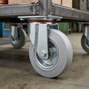 Pressed Steel Swivel Castors with Grey Rubber on Pressed Steel Wheel - 80mm to 200mm