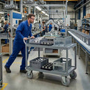 Pressed Steel Swivel Castors with Grey Rubber on Pressed Steel Wheel - 80mm to 200mm
