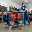 Pressed Steel Swivel Castors with Grey Rubber on Pressed Steel Wheel - 80mm to 200mm