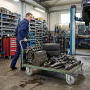 Pressed Steel Swivel Castors with Grey Rubber on Pressed Steel Wheel - 80mm to 200mm