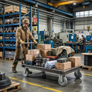 Pressed Steel Swivel Castors with Grey Rubber on Pressed Steel Wheel - 80mm to 200mm