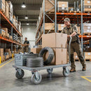 Pressed Steel Swivel Castors with Grey Rubber on Pressed Steel Wheel - 80mm to 200mm