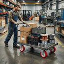 Pressed Steel Swivel Castors with Red Thermoplastic on White Nylon Wheel - 80mm-150mm