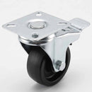 Lavender 50mm Pressed Steel Swivel Castor Wheel with Brake - Black Polypropylene & 4-Hole Top Plate - 55kg Load