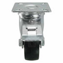 White Smoke 50mm Pressed Steel Swivel Castor Wheel with Brake - Black Polypropylene & 4-Hole Top Plate - 55kg Load