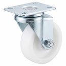 White Smoke 50mm Pressed Steel Swivel Castor Wheel - White Nylon & 4-Hole Top Plate - 50kg Load Capacity