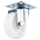 White Smoke 50mm Pressed Steel Swivel Castor Wheel - White Nylon & 4-Hole Top Plate - 50kg Load Capacity