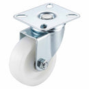 White Smoke 50mm Pressed Steel Swivel Castor Wheel - White Nylon & 4-Hole Top Plate - 50kg Load Capacity