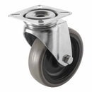 White Smoke 75mm Swivel Castor With Grey Rubber on Polypropylene Wheel & 4-Hole Top Plate - 70kg Load Capacity